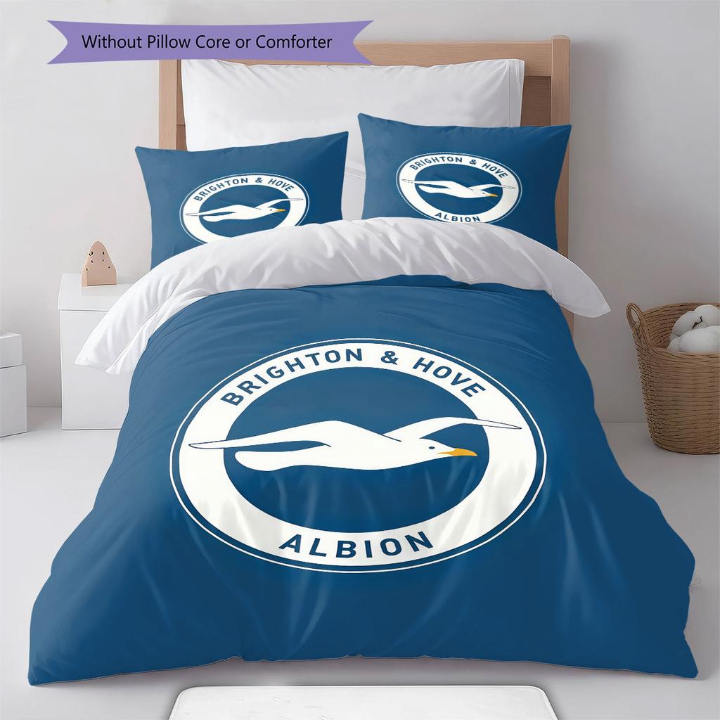 Σετ Κλινοσκεπασμάτων Μοτίβο Brighton & Hove Albion, Σετ Παπλώματος Κάλυμμα Παπλώματος Μαξιλαροθήκη Οικιακό Δώρο Γενεθλίων(1 * παπλωματοθήκη + 2 * μαξιλαροθήκη, χωρίς πυρήνα)