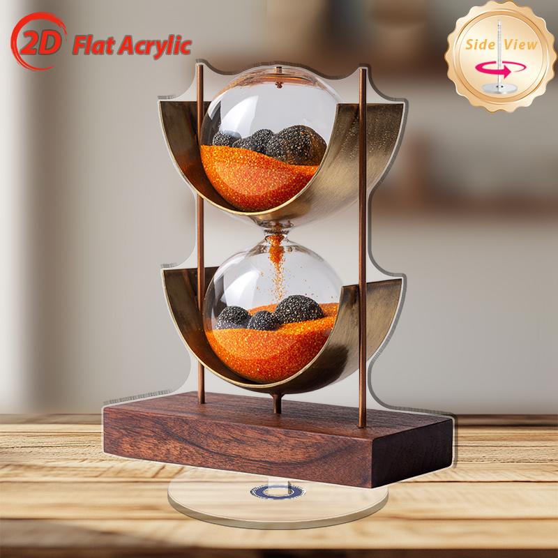 2D Flach, 2D Flache rotierende Sanduhr| Moderne minimalistische Acryl-Sanduhr, Kein Strom benötigt, Geeignet