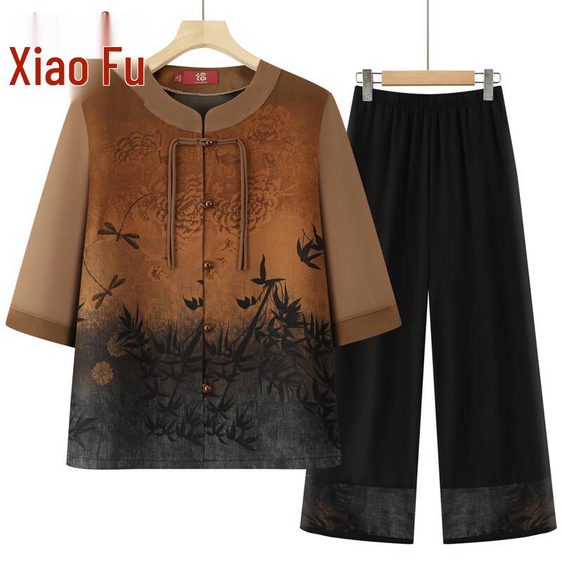 Elderly Women s Loose Chinese Style Shirt Set 3XL