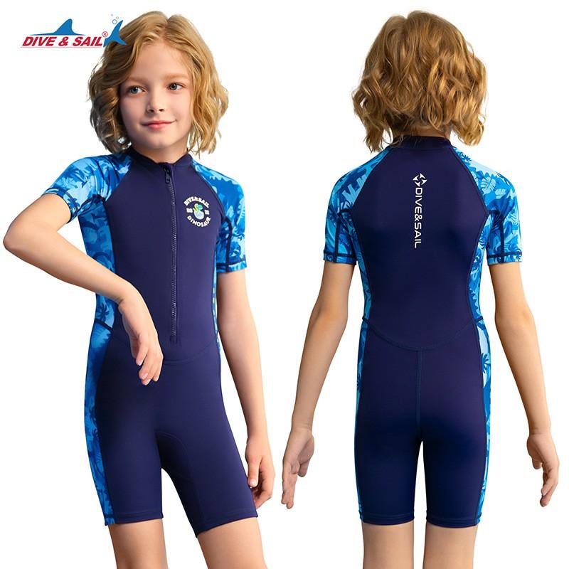 Kids UV Protection Rash Guard Swimsuit Long Sleeve One-Piece Dive Suit Swimming Beach Water Sports Small