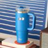 1200ml Tyeso Vacuum With Handle Bottle Stainless Steel Car Mug Straw Thermal Iced Travel Cup Tumbler Hot Cold Water Cup with Eye Sticker