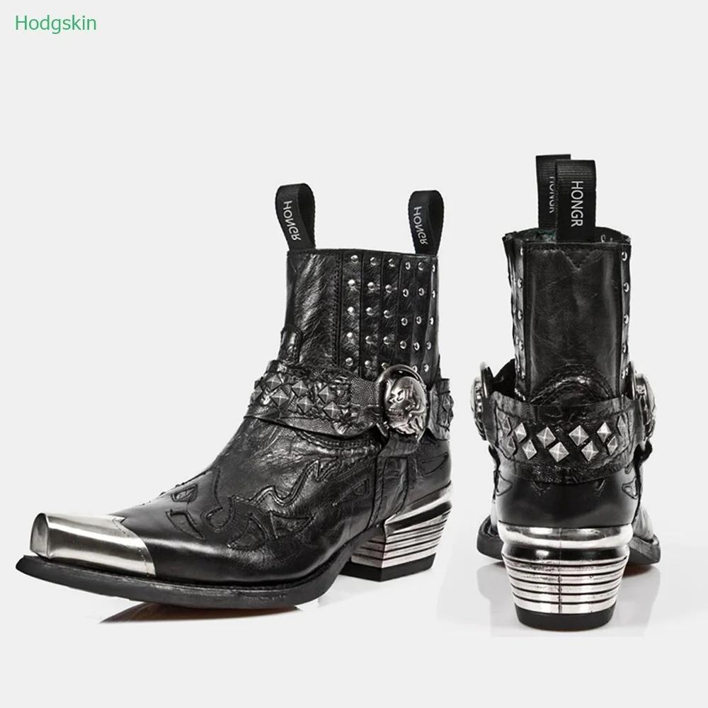 

Fashion Slip On Rivet Autumn Chelsea Boots Metal Decoration Pointed Toe Women Boots Height Increasing Chunky Heel Black Fashion Boots 45