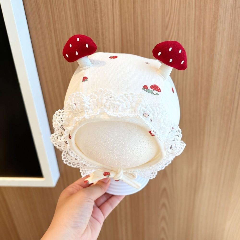 Windproof Newborn Baby Hat Lace Trim Mushroom Lace Hat Baby Earflap Hat  Newborn Photo Shoot Baby