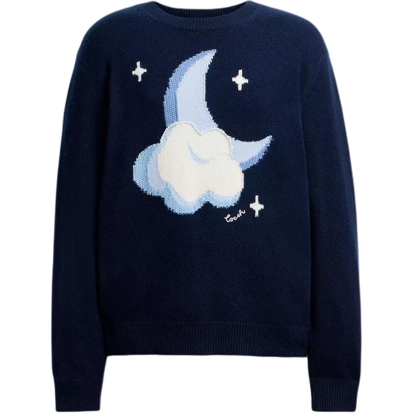 

Coach Patterned Embroidered Crew Neck Long Sleeve Sweater Men sweater Navy-Blue CU468-B5H XS