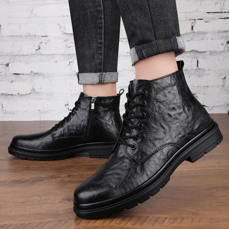 Men's Shoes Genuine Leather Male Desert Boots Low Top Men Casual Shoes Fashion Lace-Up for Men Boots