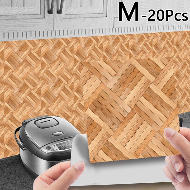 20db 10*10cm fali matrica tapéta PVC öntapadós fa erezetű kerámia csempe Lakásdekoráció