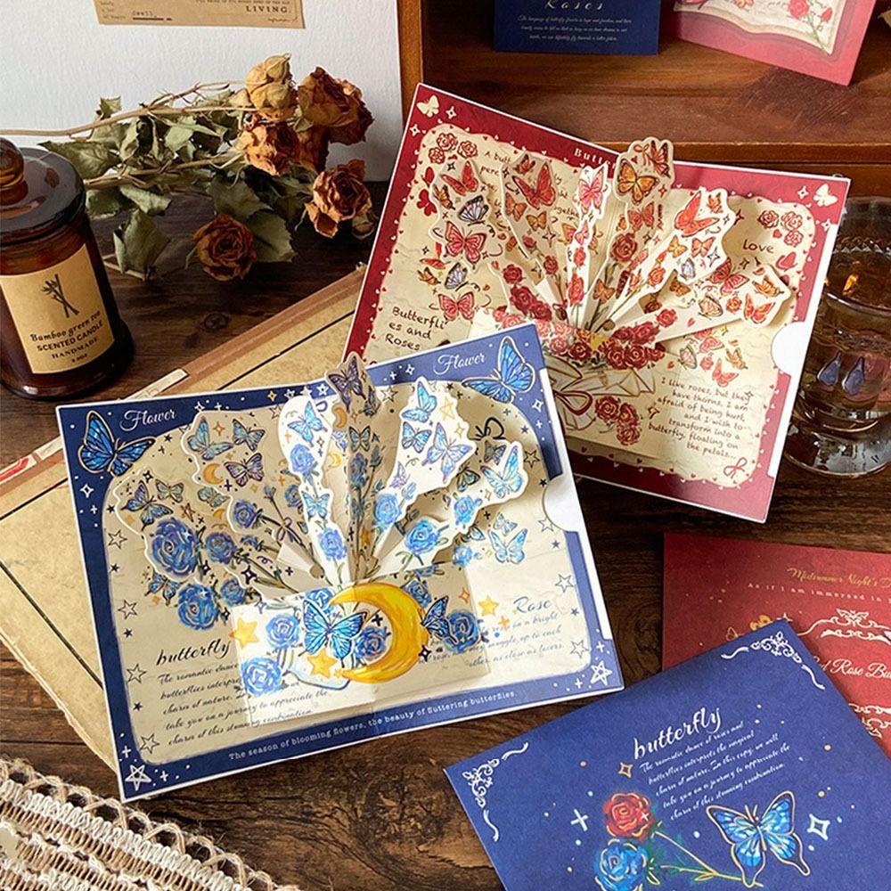 Überraschende 3D-Grußkarte Pop-Up Liebe Rose Schmetterling Valentinstagskarte Segenskarte Ehefrau Freundin Geschenk