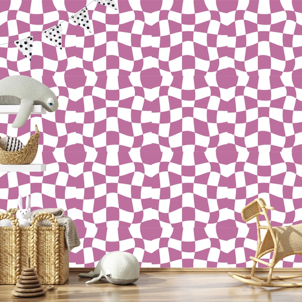 Wallpaper Casual Checkerboard Purple and White 50x1000