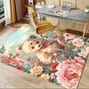 Office Carpet Cute Teddy Bear with Flowers Sofa Rug, Chair Mat Protection