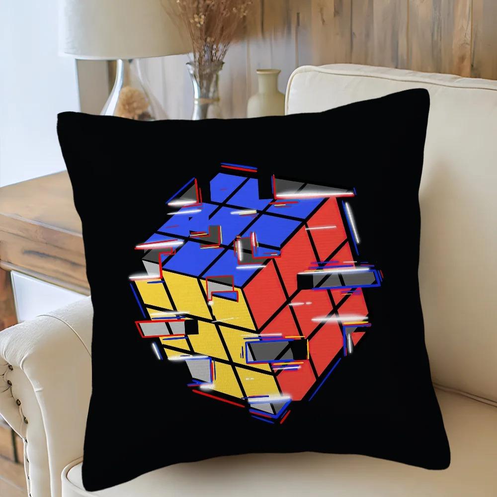 Car Living Room Sofa Cushion Cover Rubik'S Cube Cartoon Pattern Cushion Cover Luxury Home Decoration Pillow Cover