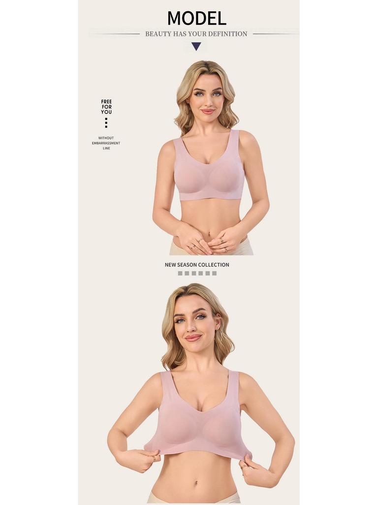 Seamless Wireless Sports Bra for Women - European & American Style with Fixed Cups