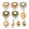 1 Pc Waterproof 304 Stainless Steel & Rhinestone Charms 18K Gold Plated Micro Pave Hollow Radial Sun Moon Pendants Necklace DIY