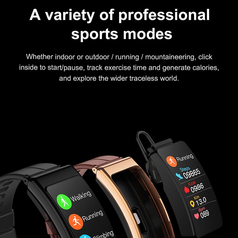 K13 2-in-1 1.14-inch Smart Watch Bluetooth-compatible Earphone Sports Bracelet,Leather Strap