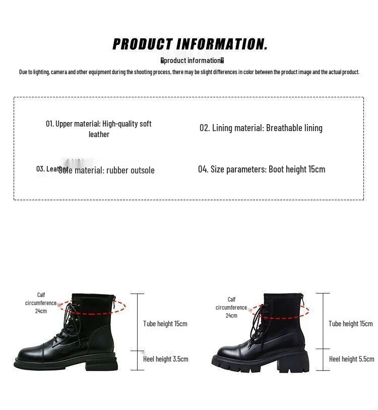 Women's Soft Leather British-Style Fleece-Lined Martin Boots - Autumn/Winter 2025, Thick-Soled, Short, Spring/Autumn Single Boots.