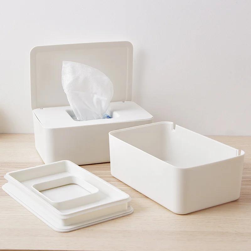 Dustproof Wet Tissue Box with Lid High-capacity Nappy Tissue Storage Holder Dispenser Household Office Paper Tissue Organizer