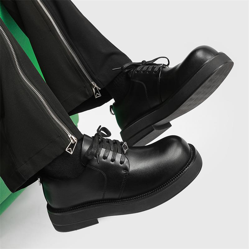 2024 New Lace up Men Casual Leather Shoes Outdoor Antiskid Thick Bottom Shoes High Quality Men Classic Casual Work Oxford Shoes