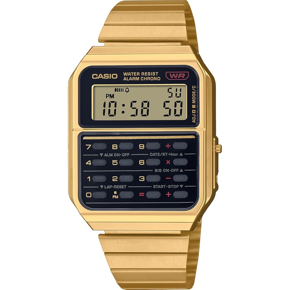 Casio Vintage Series Digital Watch CA-500WEG-1A Unisex Gold Metal Band 8-Digit Calculator Function