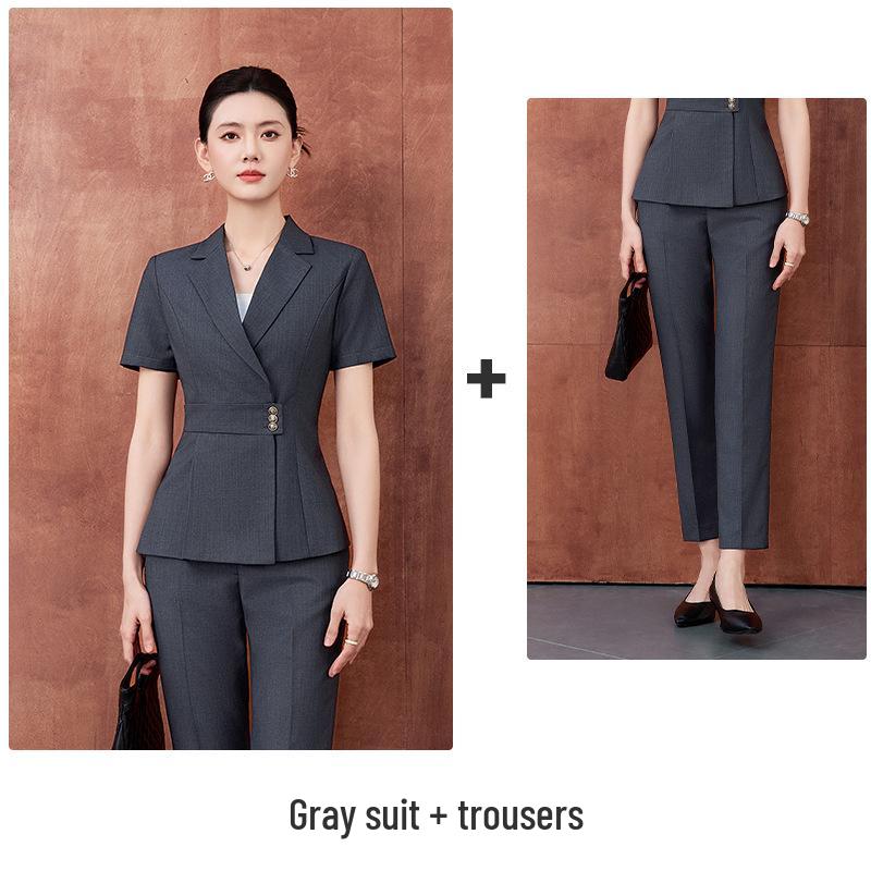 Women's Summer Short-Sleeved Professional Suit - High-End Formal Wear for Interviews and Commute