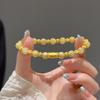 Fashionable Baguette Cat Bracelet Natural Golden Hair Crystal with Rotating Beads Luxurious Gift for Her