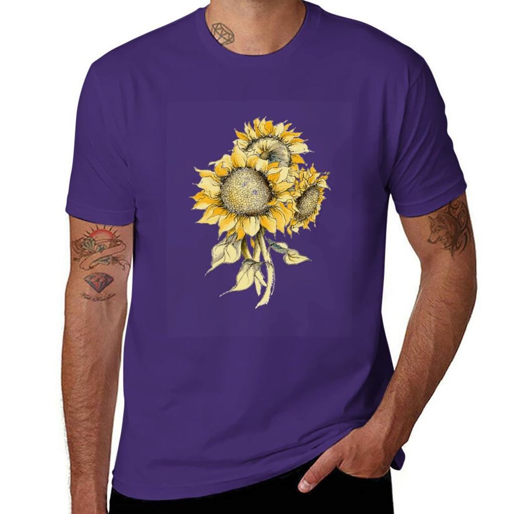 Yellow Sunflowers TShirt Cute Tops Blanks Designer T Shirt Men