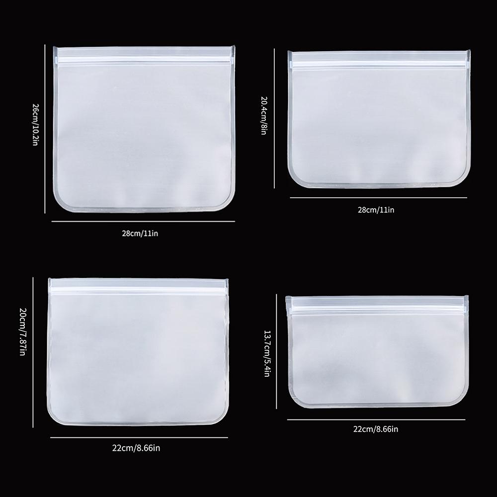 Set Of 4 Thickened Sealed Peva Food Preservation Ziplock Bag, Suitable For Refrigeration, Classification And Storage