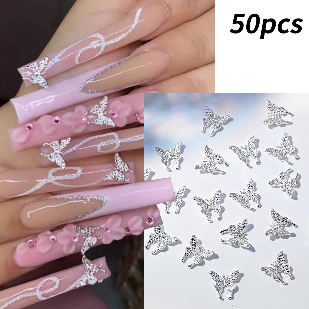 Light Luxury Gold Silver Bow Nail Art Jewelry Three-Dimensional Elegant Bow Three-Dimensional Metal Nail Art Decoration