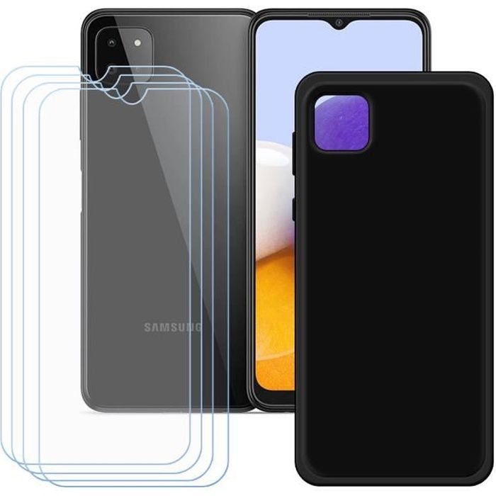 Coque de protection - FZ - Samsung Galaxy A22 5G - Noir - TPU Silicone - 4 Verres trempés
