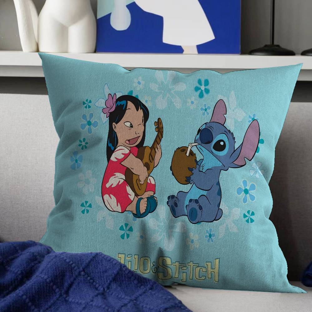 

Cartoon S-Stitch And L-Lilo Cushion Cover Inches Farmhouse Decor Home Throw Pillow Covers For Couch Decorations 12x12Inch