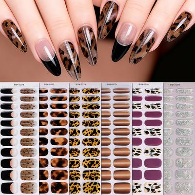 Leopard Print Gel Nail Art Sticker Waterproof Flash Ice Transparent Free Baking Lamp Nail Oil Film Nail Sticker