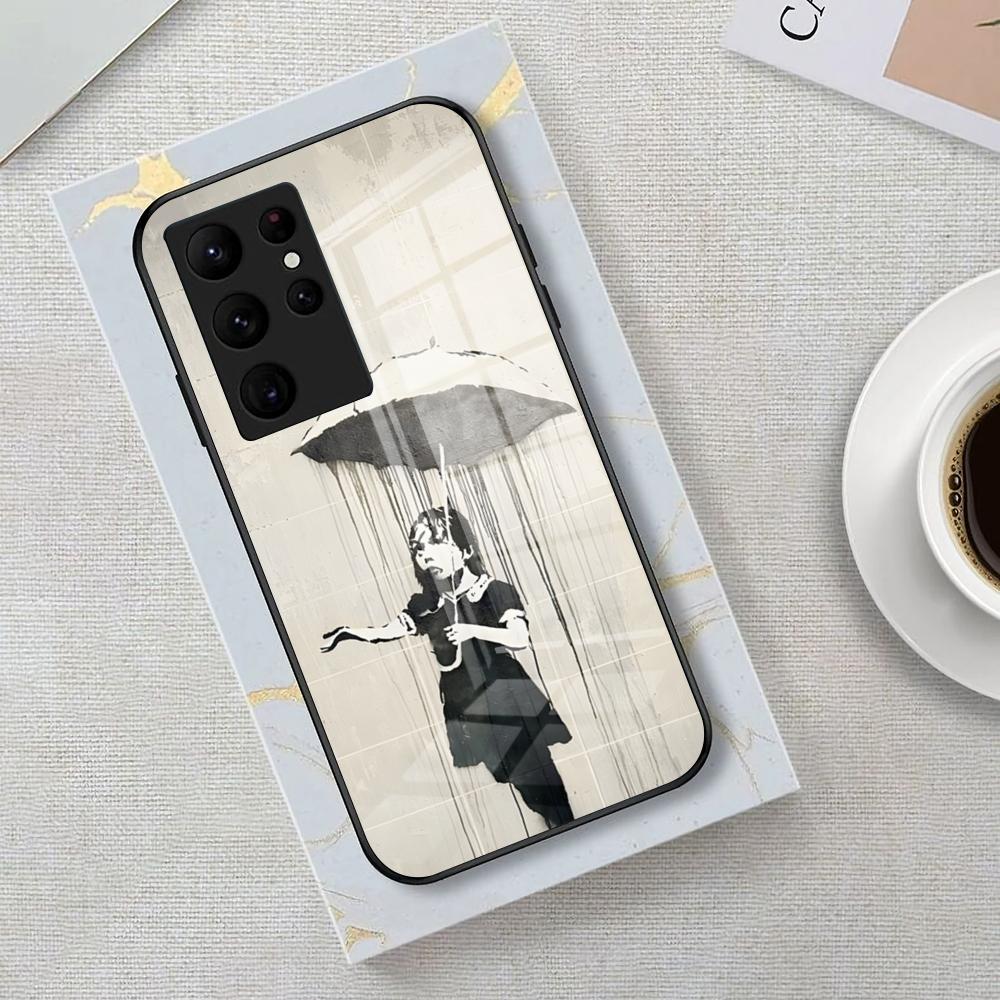 

Street Art B-Banksy Graffiti Phone Case For Samsung S26 S25 Edge Ultra 23 22 21 20 Ultra Plus S24 Fe Glass Cover Galaxy S26 Ultra