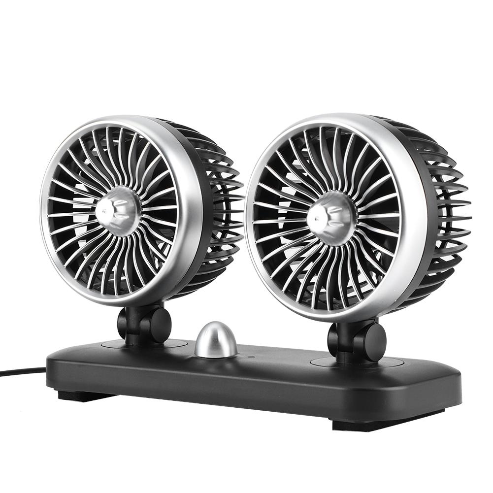 

12V Universal Car Electric Fan Dual Head 180 degrees Rotatable Auto Air Cooling Dashboard Mount