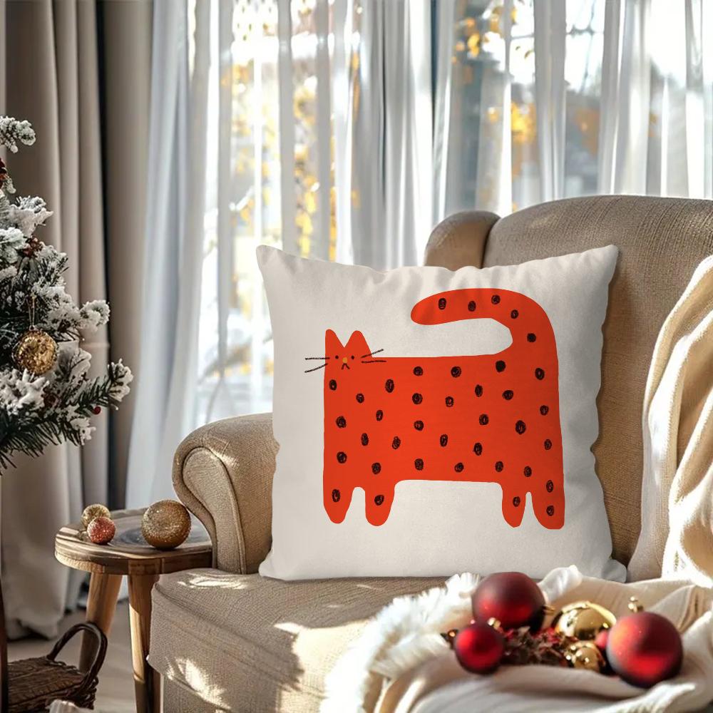 Cute Black Cat Pillow Case Square Pillow Bedroom Sofa Leisure Comfort Cushion Car Living Room Home Decoration 40X40