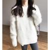 Women Autumn Winter Thick Mink Velvet Knitted Tops Female Round Neck Loose Pullover Ladies Sweaters