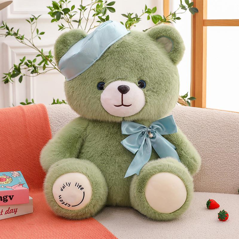 Plush Teddy Bear Toy With Beret And Bow For Kids Birthday Gift