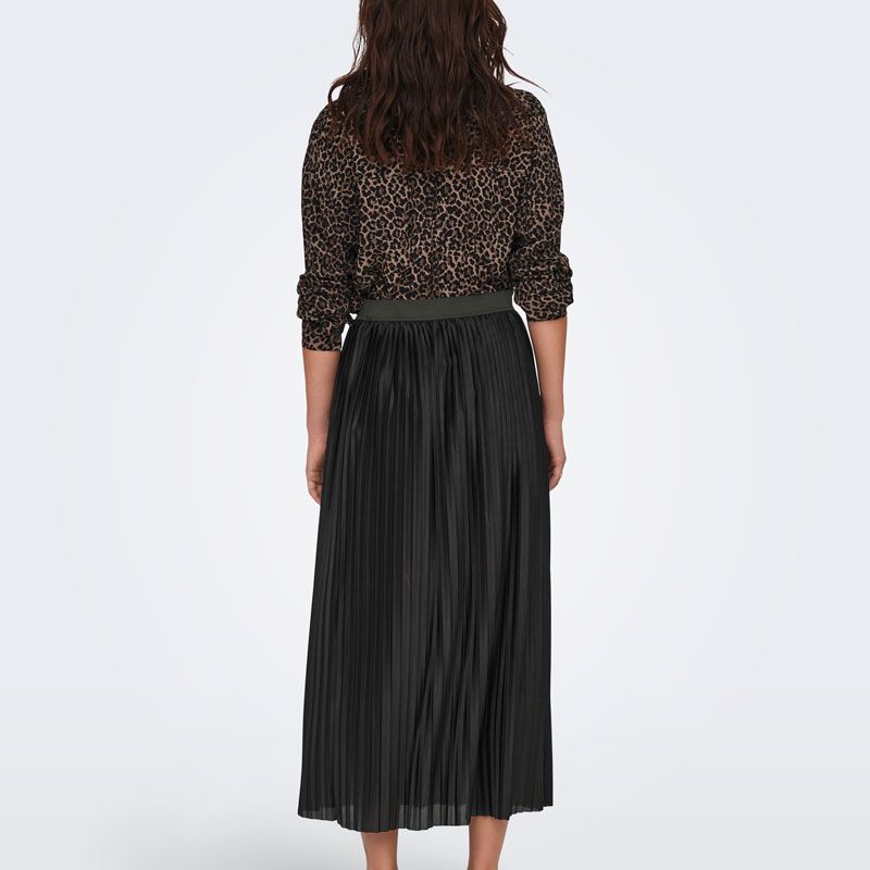 Women's JDY Black Pleated Long Skirt Boa Elastic Waist