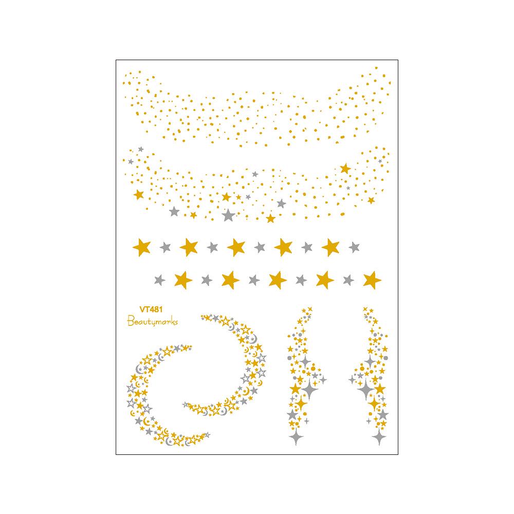 Waterproof Metallic Face & Freckle Tattoo Stickers for Parties - Hot Stamping Design