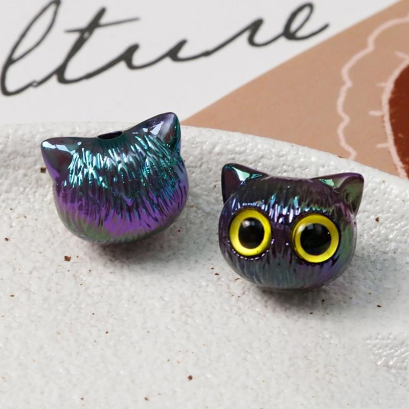 Cat Spacers Beads Animal Head Loose Beads for Earring Bracelet Necklace Jewelry Making Acrylic Colorful Cat Bead DIY Art