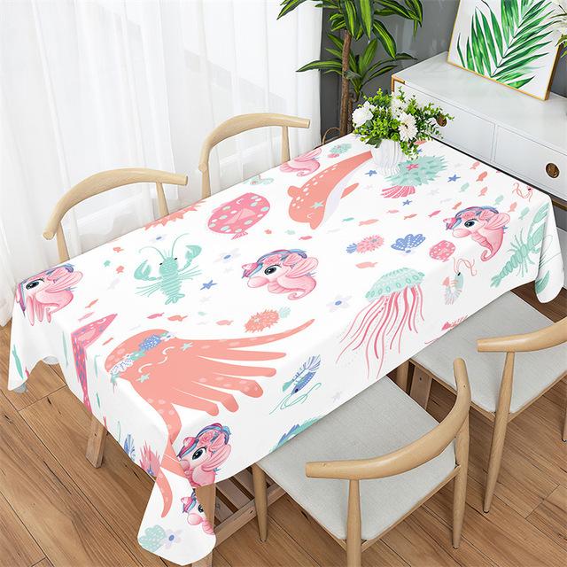 Ocean World Pattern Tablecloth Fashion Minimalist Tablecloth Home Office Square Tablecloth Anti -Fouling Dressing Tablecloth