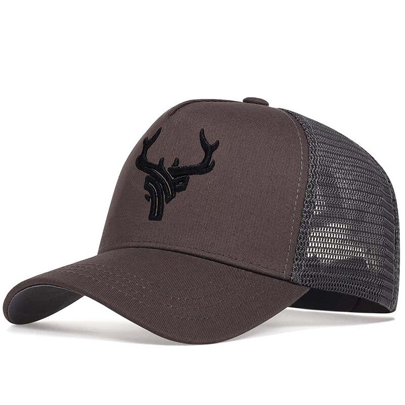 Unisex Animal Antlers Embroidery Baseball Net Caps Spring And Summer Outdoor Adjustable Casual Hats Sunscreen Hat