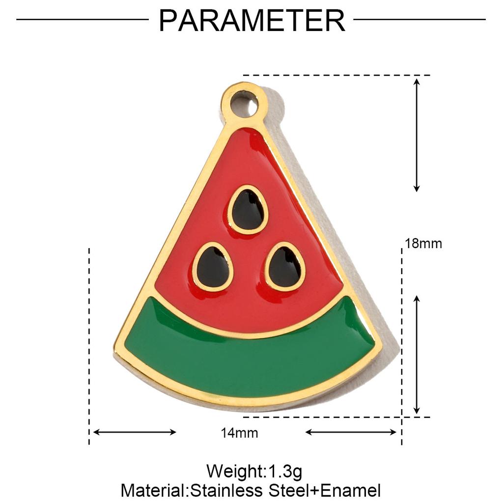 3pcs/Lot Stainless Steel Enamel Palm Flip Flop Shell Diy Charm Women Watermelon Strawberry Necklace Pendant Summer Ocean Jewelry