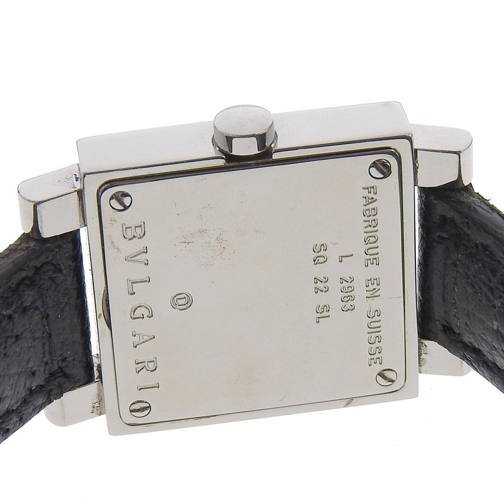 Bvlgari Quadrat Watches SQ22SL blackDial Stainless Steel/Embossed Leather Quartz Analog Display Women Used