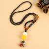 Retro Versatile Men's and Women's Sweater Chain Long High-end Wooden Pendant Buddha Bead Necklace Pendant Cotton and Linen Accessories