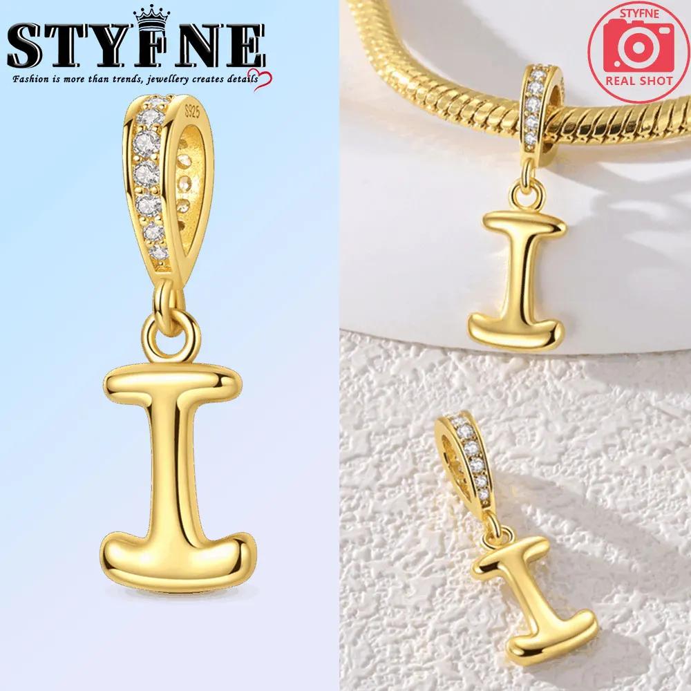 Fit Original Bangle Bracelet Diy A-Z Alphabet Charms Bead Copper Zircon Love Letter Dangle Pendant Jewelry Gift