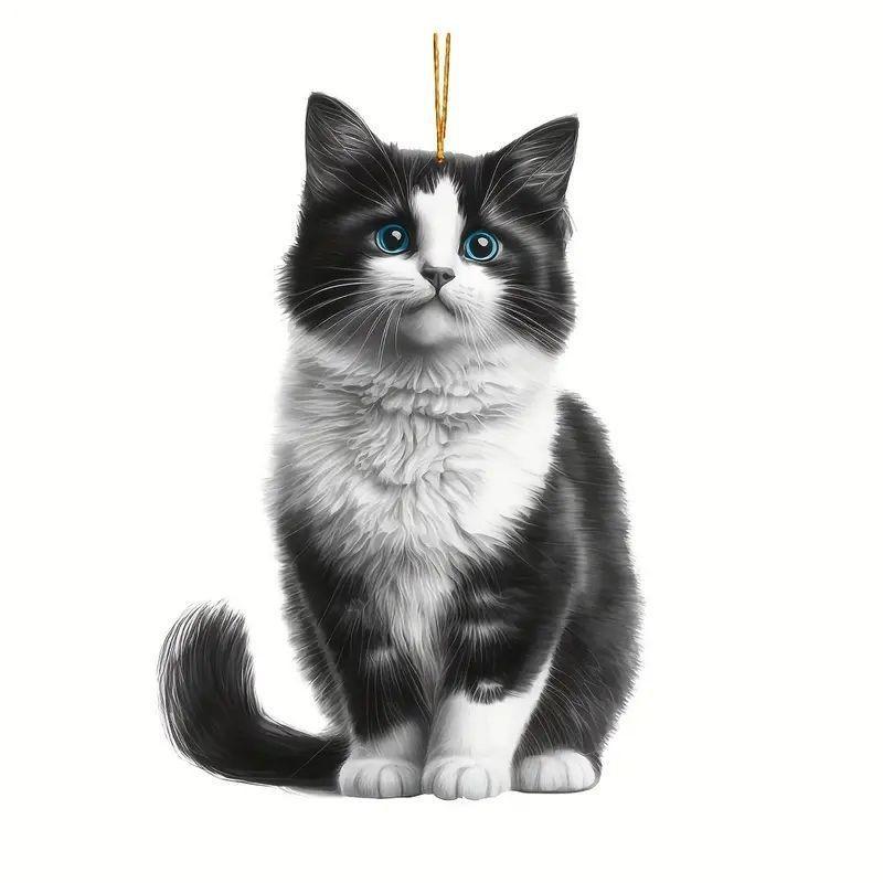 

2d Charming Acrylic Black Cat Car Hanging Ornament For Enthusiasts Animal