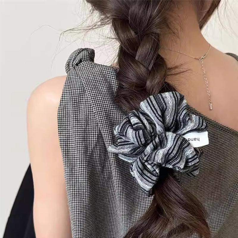 Women Korean Stripe Rubber Band Scrunchies Elegant Simple Elastic Hair Rings Ponytail Tie Sweet Hair Ornament Accessories Headband
