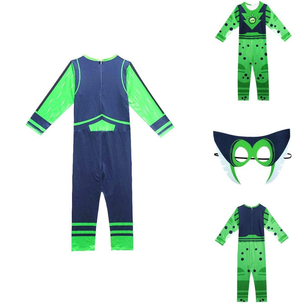 Costum Wild Kratts Puterea Creaturii Pentru Copii Cu Salopetă Verde Marin și Mască