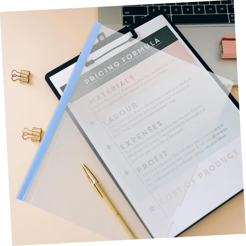 10pcs/pack A4 Drawbar Folder Sliding Bar Clip Paper Cover for Flipchart, Lightweight and Flexible, Suitable for School Use