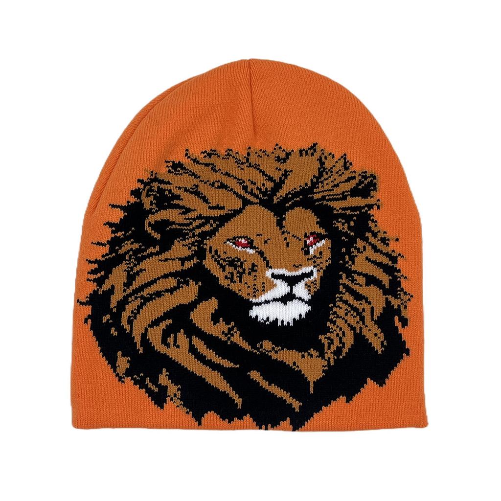Autumn and winter lion wool hat men's and women's casual versatile cute jacquard knitted hat couple hat