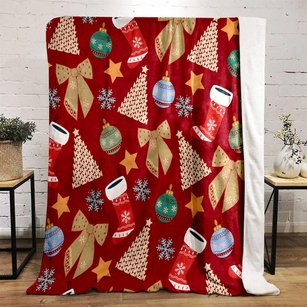 Festive Christmas Pattern Print Blanket Soft and Cozy Perfect for the Living Room Bed Sofa or a Nap,gift