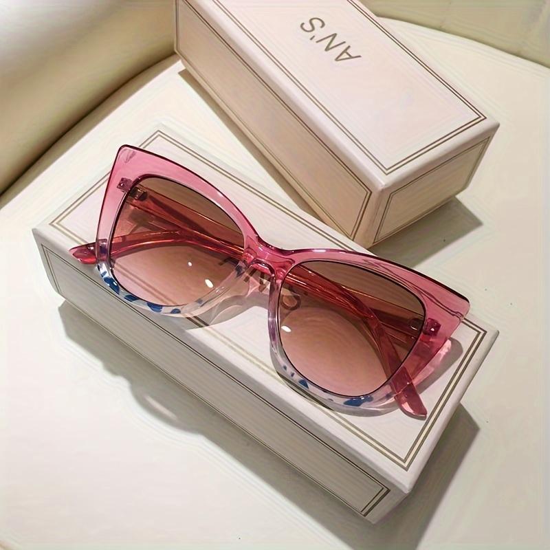 

Women s cat s eye box simple gradient color matching Sunglasses-Joker fashion glasses рожевий